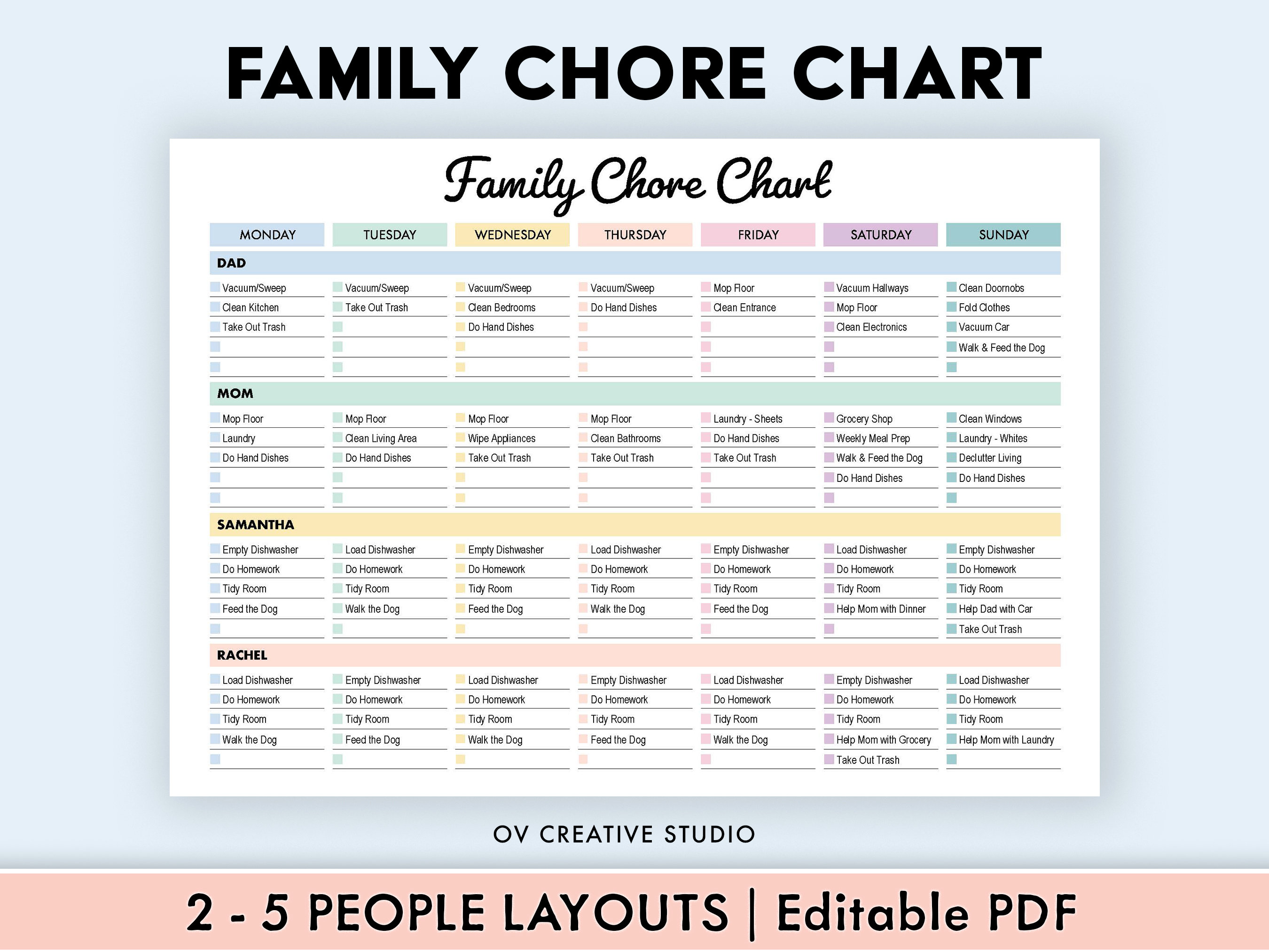 Editable Family Chore Chart Printable Weekly Chore List Kids, Adults Chore  Chart Cleaning Schedule, Cleaning Planner, Checklist PDF -  Israel