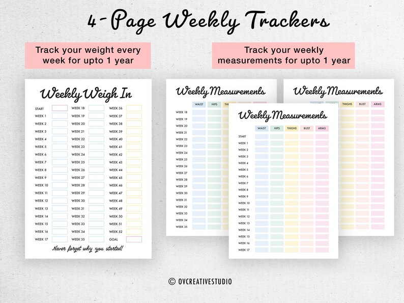 Weekly Weight Chart.pdf Weekly Weight Loss Tracker, Printable, Digital, Editable PDF, 52 Week ...