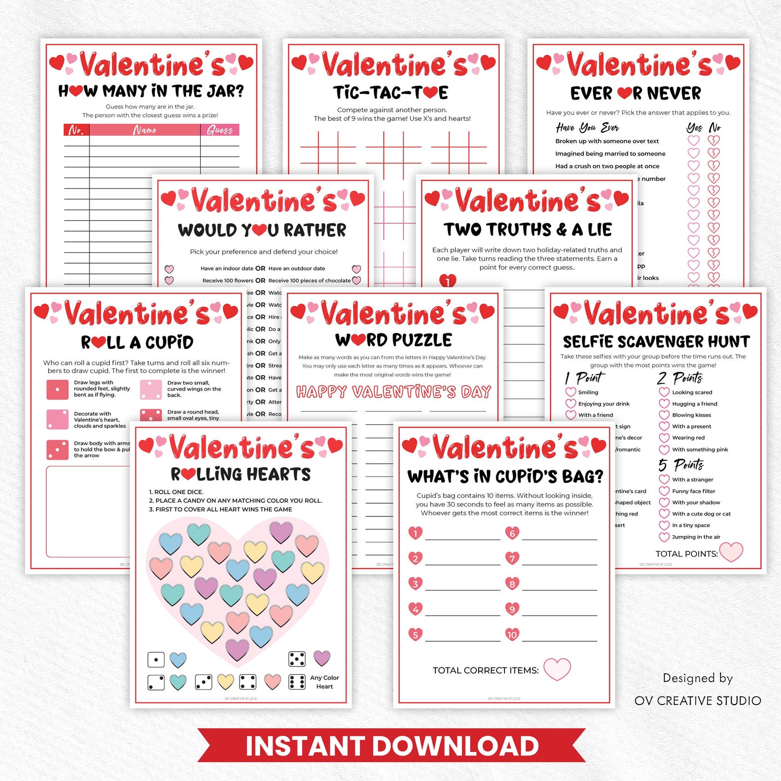 Valentines Day Printable Games | Valentines Party Games Bundle ...