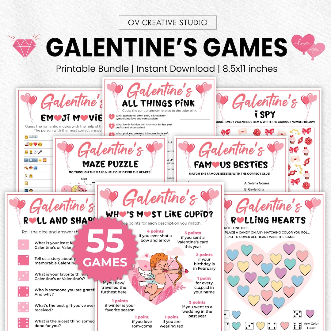 Galentines Day Printable Games | Party Games Bundle | Valentines Games ...