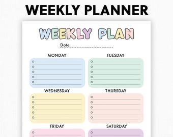 Editable Weekly Planner | Printable, Digital | Weekly Planner PDF | Weekly Organizer | Weekly To Do List Template | Weekly Plan | Week Plan