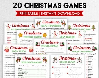 Paquete de juegos navideños / Paquete de juegos imprimibles para fiestas navideñas / Adultos, niños, fiestas de oficina / Juegos para fiestas navideñas / Actividad divertida navideña