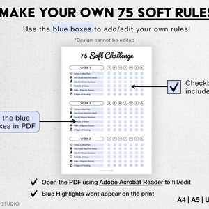 Editable 75 Soft Challenge Tracker Bundle Printable Daily 75 Soft Challenge journal Tracker Rainbow Habit Tracker Digital Tracker image 9