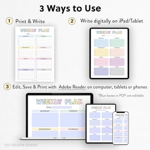 Editable Weekly Planner | Printable, Digital | Weekly Planner PDF ...