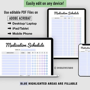 Editable Medication Schedule | Printable Medicine Intake Tracker | Weekly Medication Log | Supplement Tracker | Medicine Taker Tracker | image 5