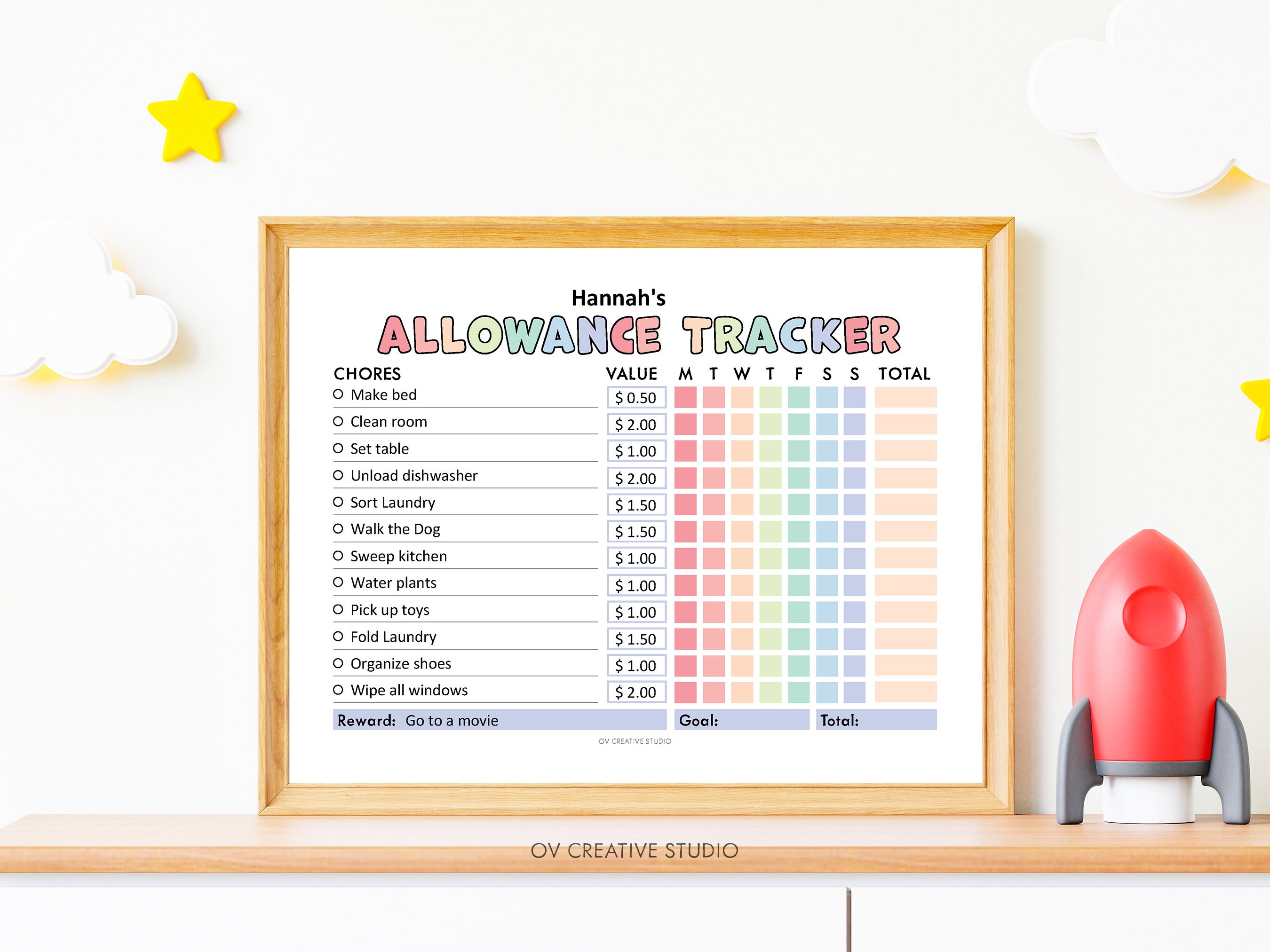 EDITABLE Allowance Tracker Kids | Earn Money Chart | Daily Weekly ...