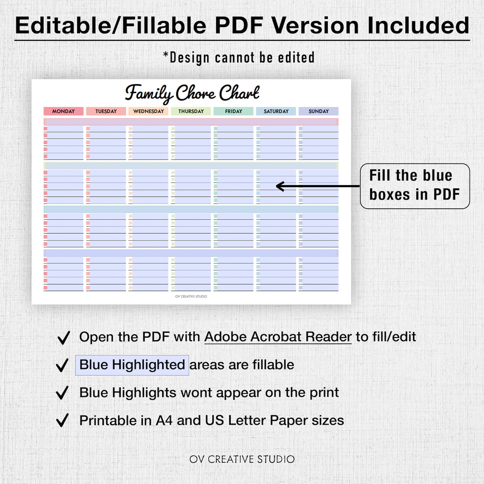 EDITABLE Family Chore Chart | | Printable Weekly Chore List | Kids ...
