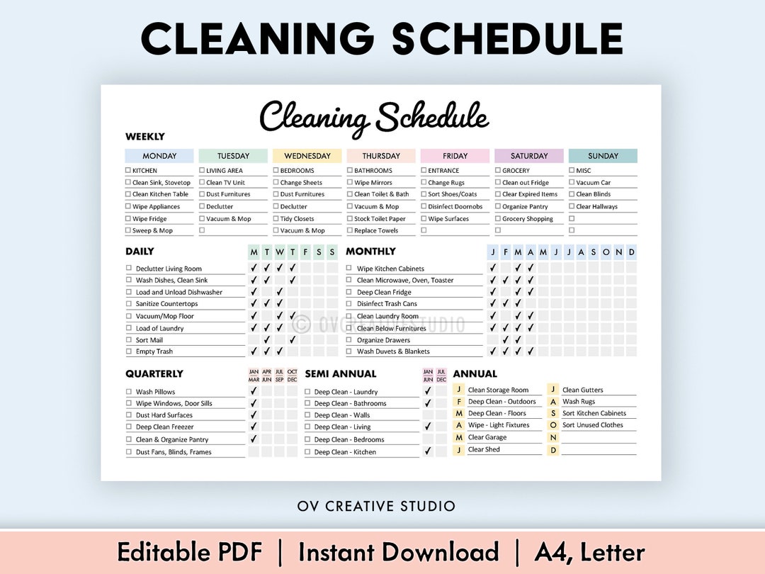 Editable Cleaning Schedule Printable Cleaning Checklist -  Norway