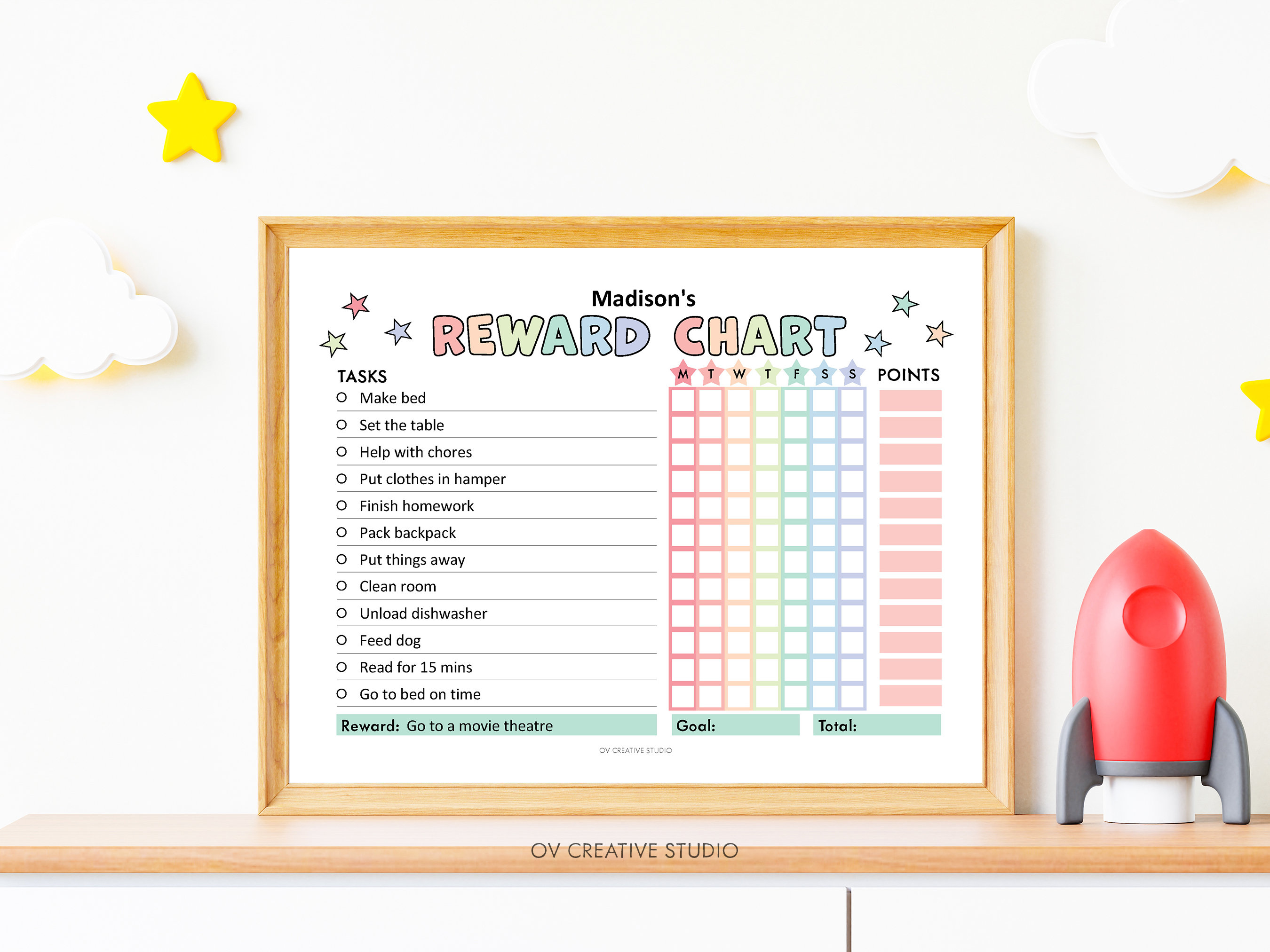 EDITABLE Reward Chart for Kids | Printable, Digital PDF | Weekly Chore ...
