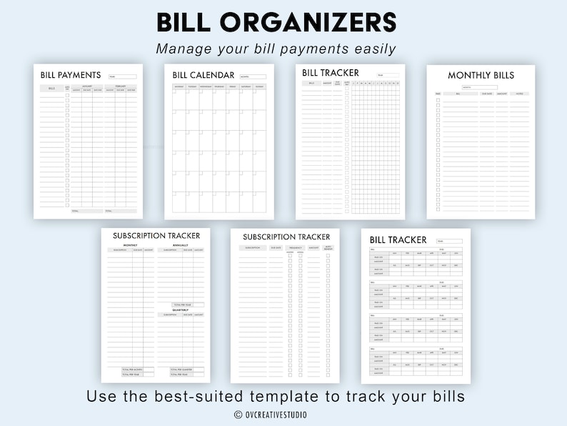 Editable Bill Payment Tracker Bundle | Monthly Bill Tracker Printable ...