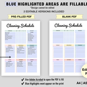 Editable Cleaning Schedule | Printable | Cleaning Checklist | Weekly ...
