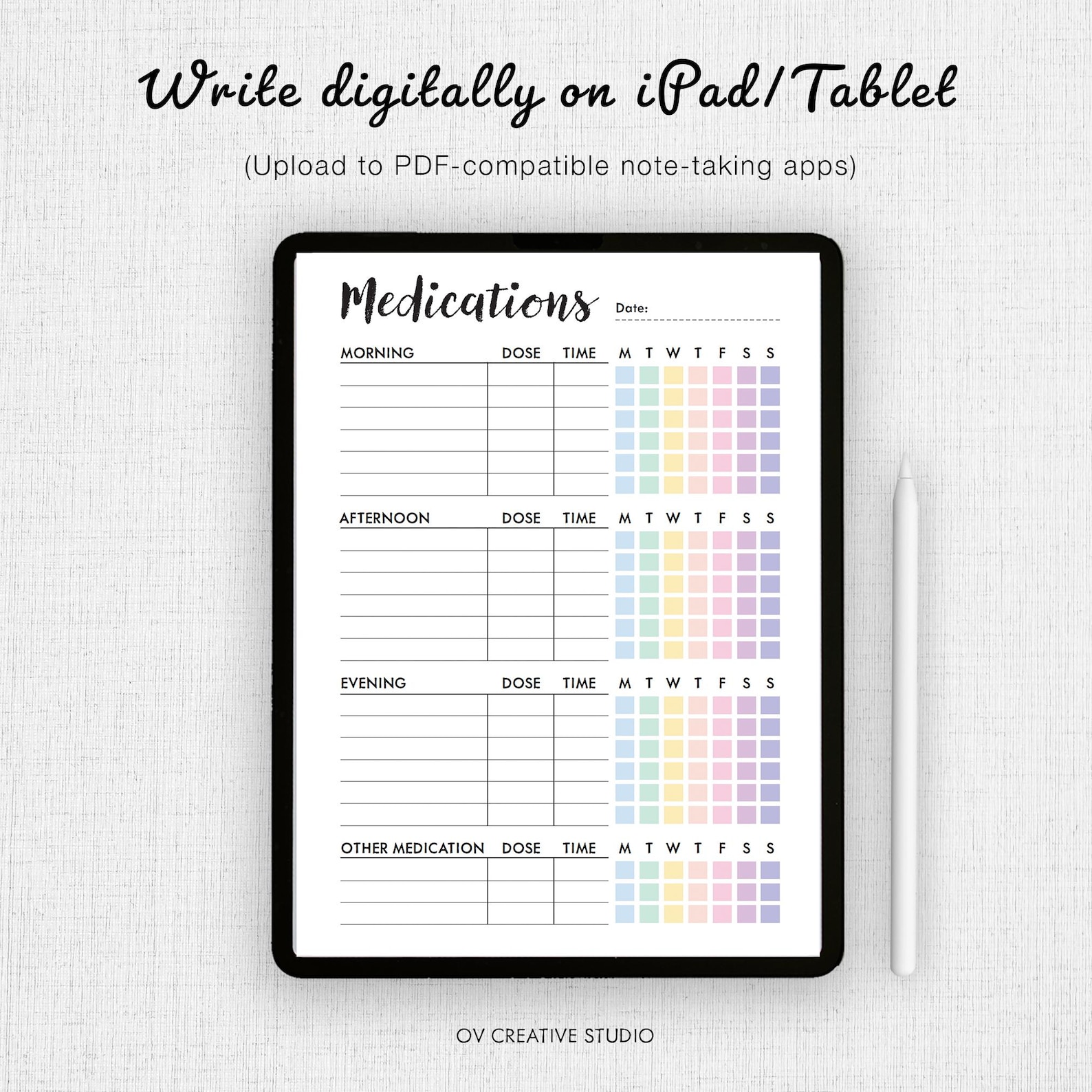 Pill Pdf File Editable Medication Schedule | Printable Easy Medicine Chart | Weekly ...