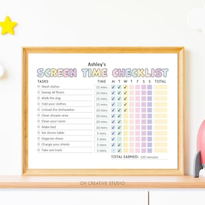 Editable Screen Time Chart Kids | Printable, Digital | Screen Time ...