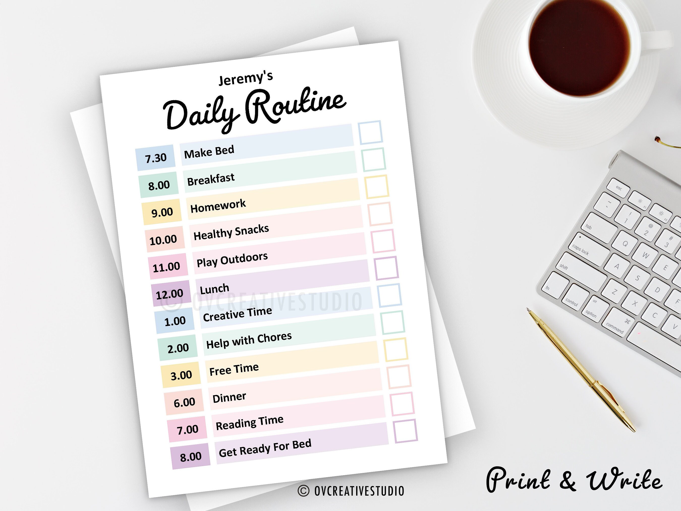 Editable Daily Routine Checklist Kids | Printable | Kids Routine Chart ...