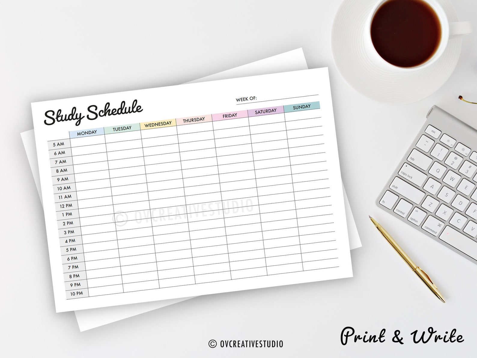 Editable Weekly Study Schedule | Printable Study Planner | Weekly ...