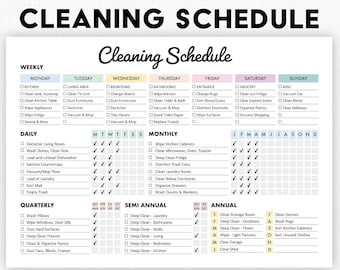 Editable Cleaning Schedule | Printable | Weekly, Monthly, Yearly Cleaning Checklist , ADHD, Cleaning Planner, House Chore List | Digital PDF