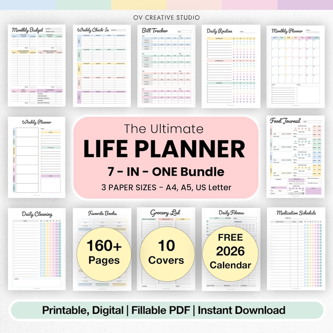 Life Planner Bundle | Printable, Digital PDF | Home Management | All in ...