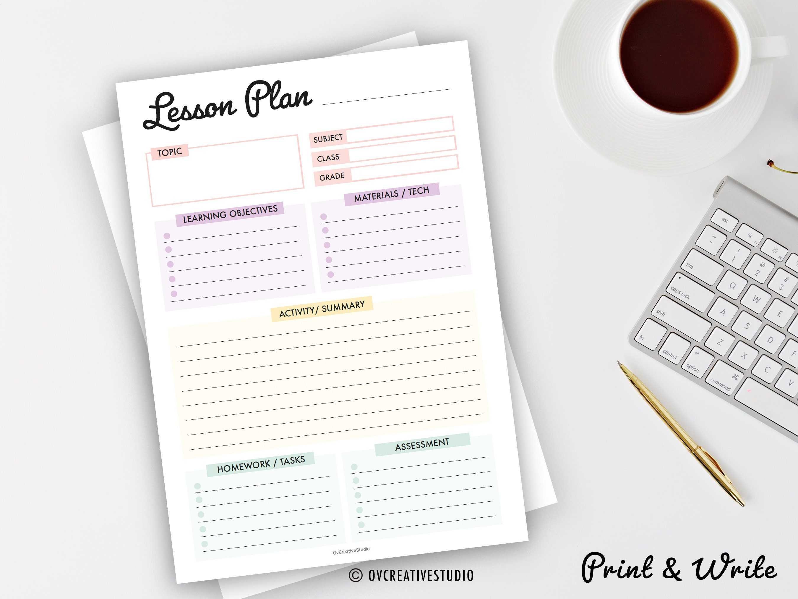 Editable Lesson Planner Printable Digital Weekly Lesson - Etsy