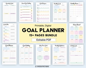 Goal Planner | Printable, Editable | 2026 Goal Planner | 2026 New Year Goal | Goal Setting | Self Improvement | Goals Tracker, Life Planner