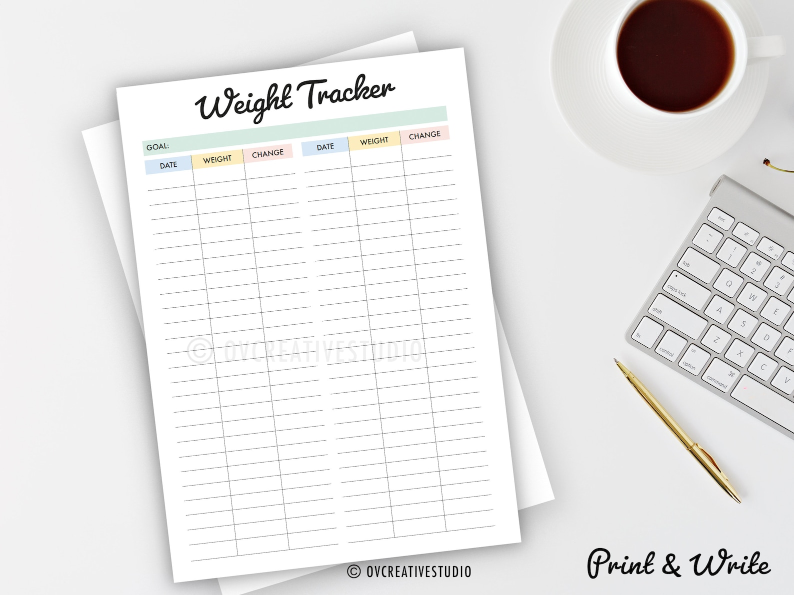 Weight Tracker | Printable, Editable | Weight Log | Weight Loss Chart ...