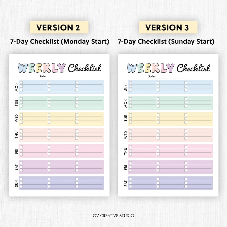 Editable Weekly Checklist | Printable, Digital | Weekly Planner PDF ...