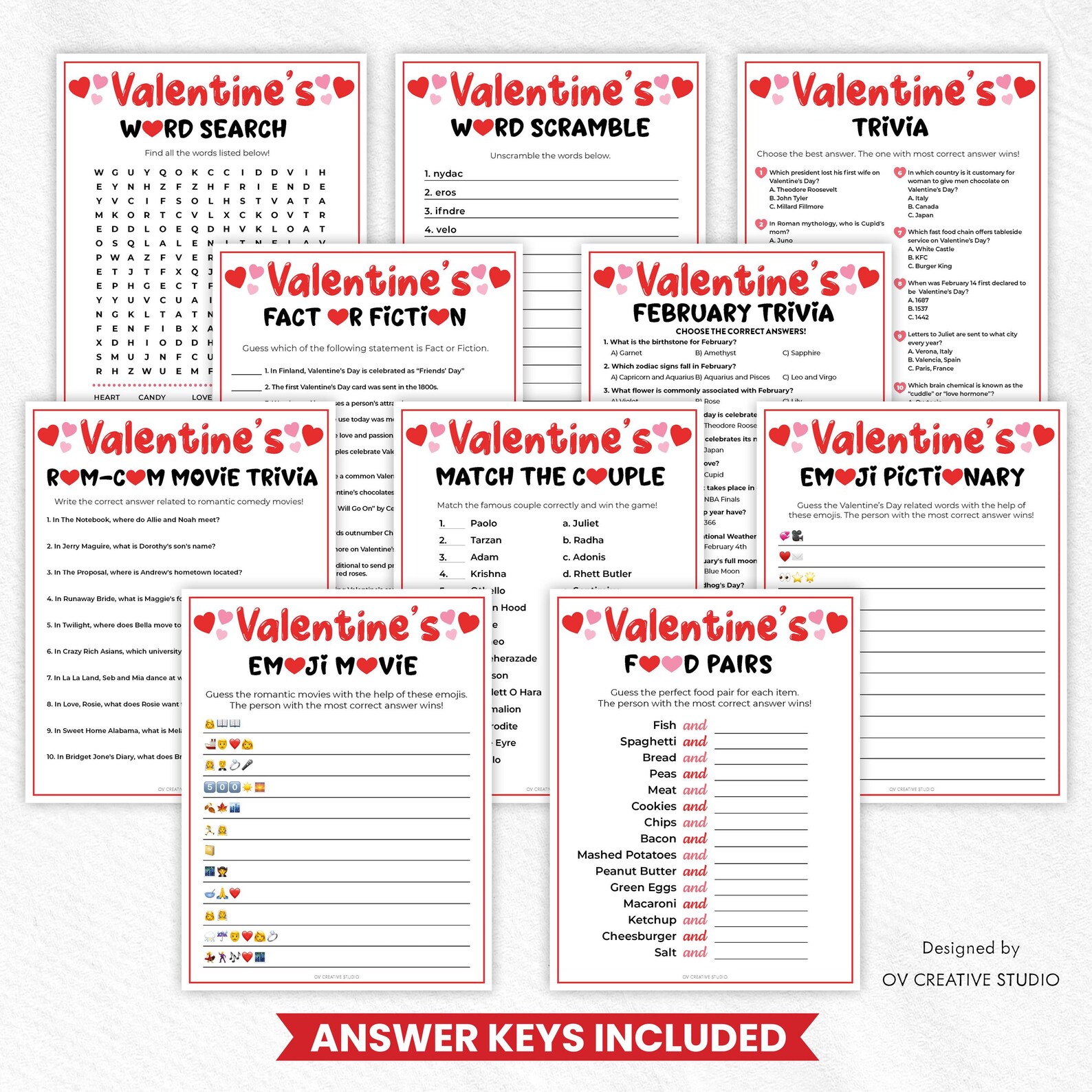 Valentines Day Printable Games | Valentines Party Games Bundle ...
