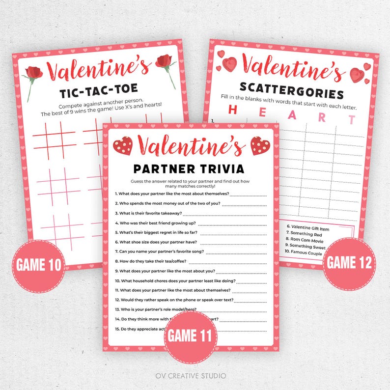 Valentines Day Printable Games | Valentines Party Games Bundle ...