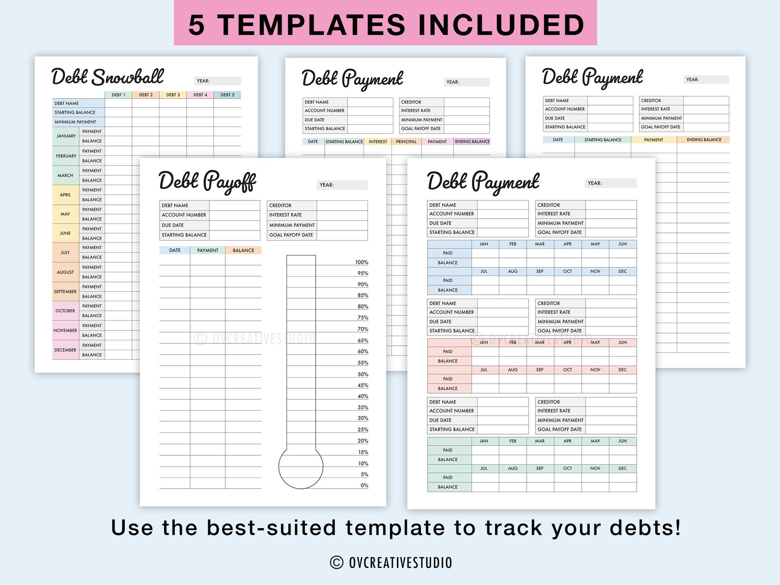 Editable Debt Payoff Tracker, Printable Debt Payments, Debt Snowball