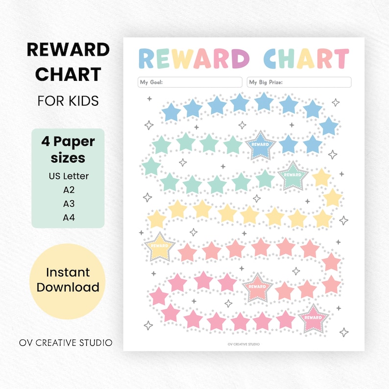 Printable Reward Chart Printable | Rainbow Good Behavior Chart | Kids ...