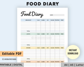 6 Cuadernos De Alimentos Para Ingesta Diaria De Alimentos, Registros De Alimentos, Contador De Calorías, Diario, Rastreador De Alimentos, Para