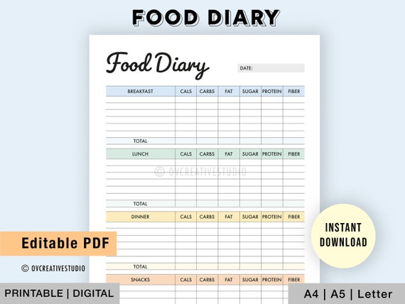 Food journal and diet tracker
