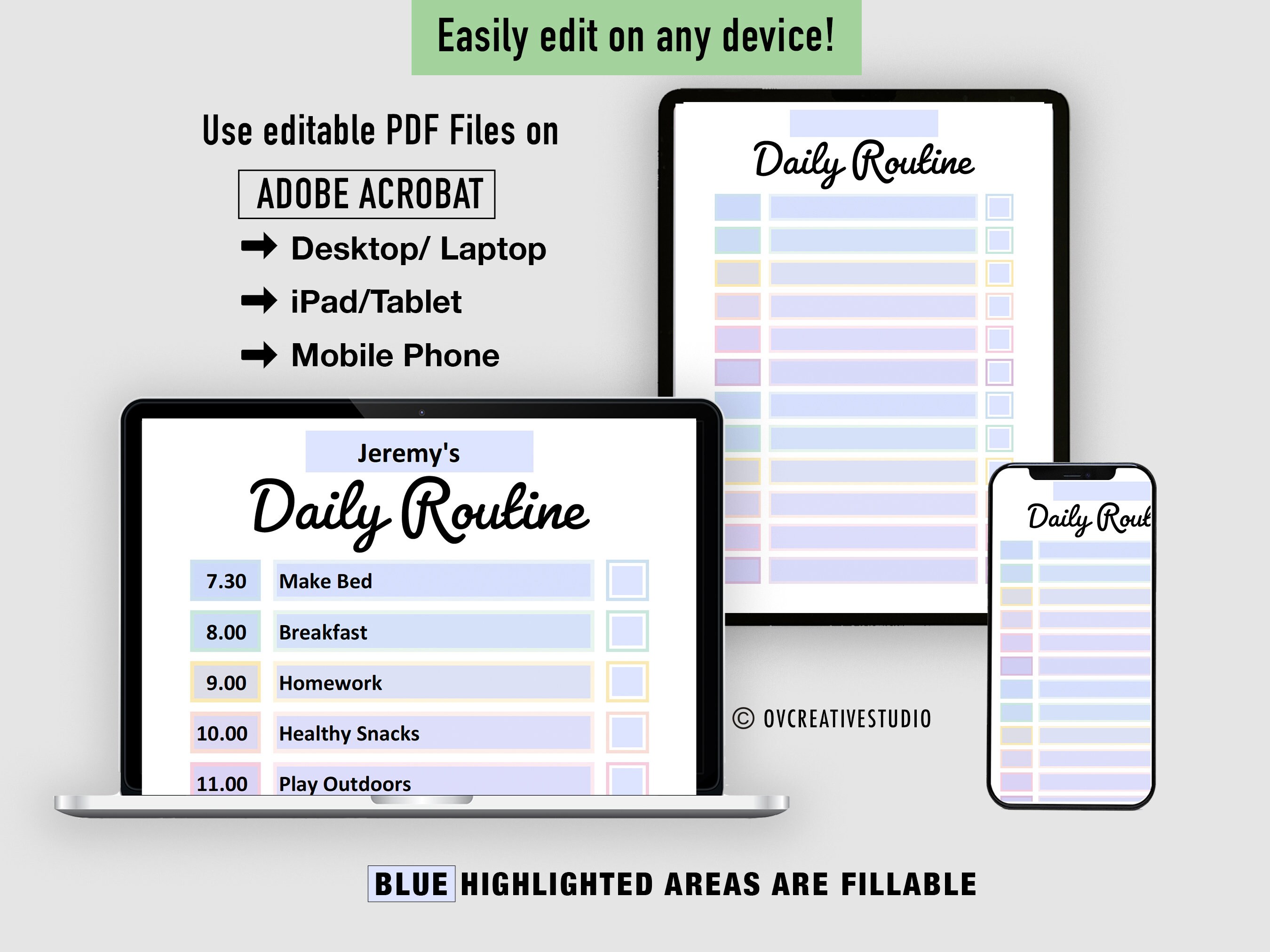 Editable Daily Routine Checklist Kids | Printable | Kids Routine Chart ...