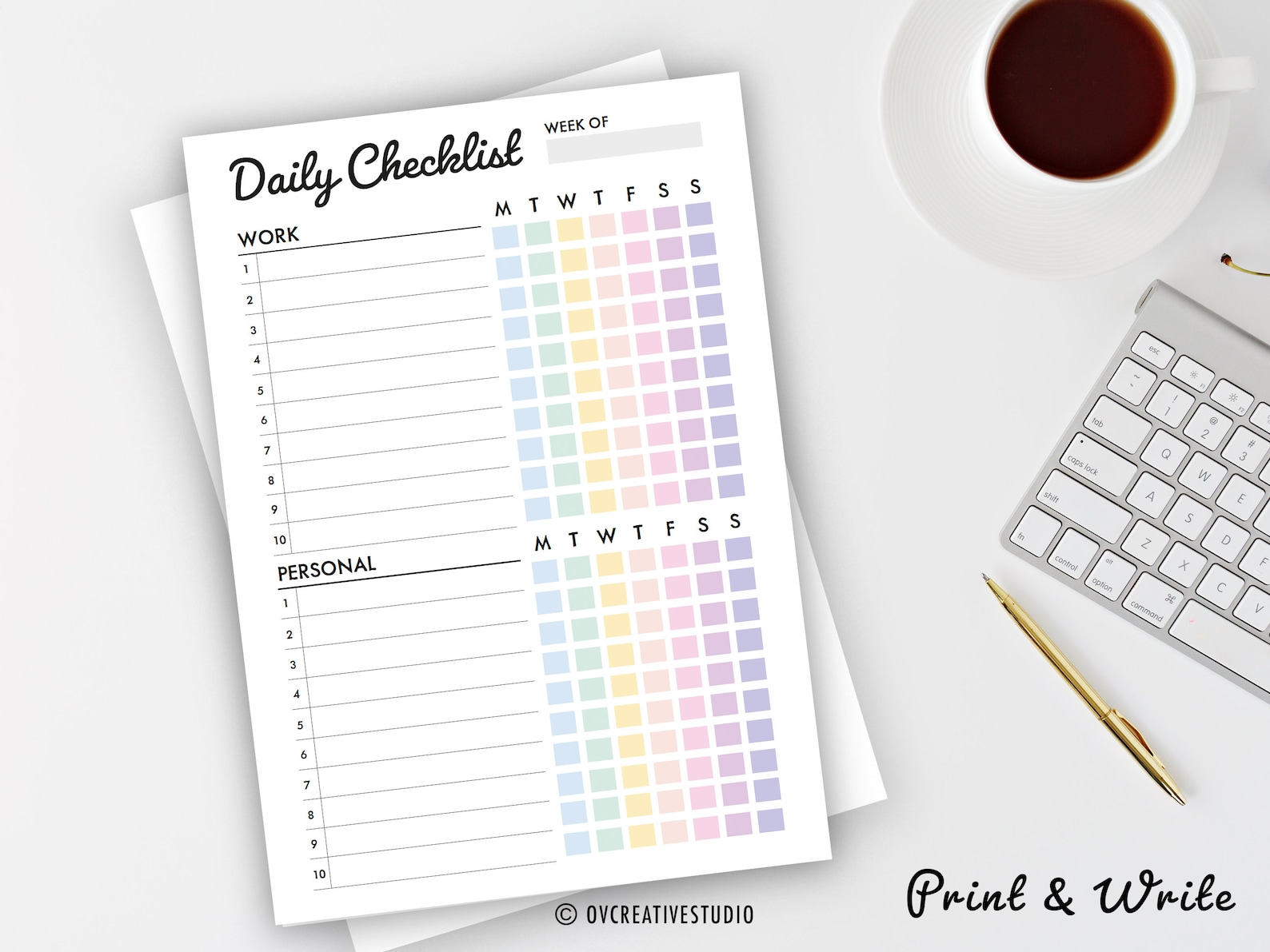 Editable Daily Checklist | Printable Weekly to Do List | Daily ...