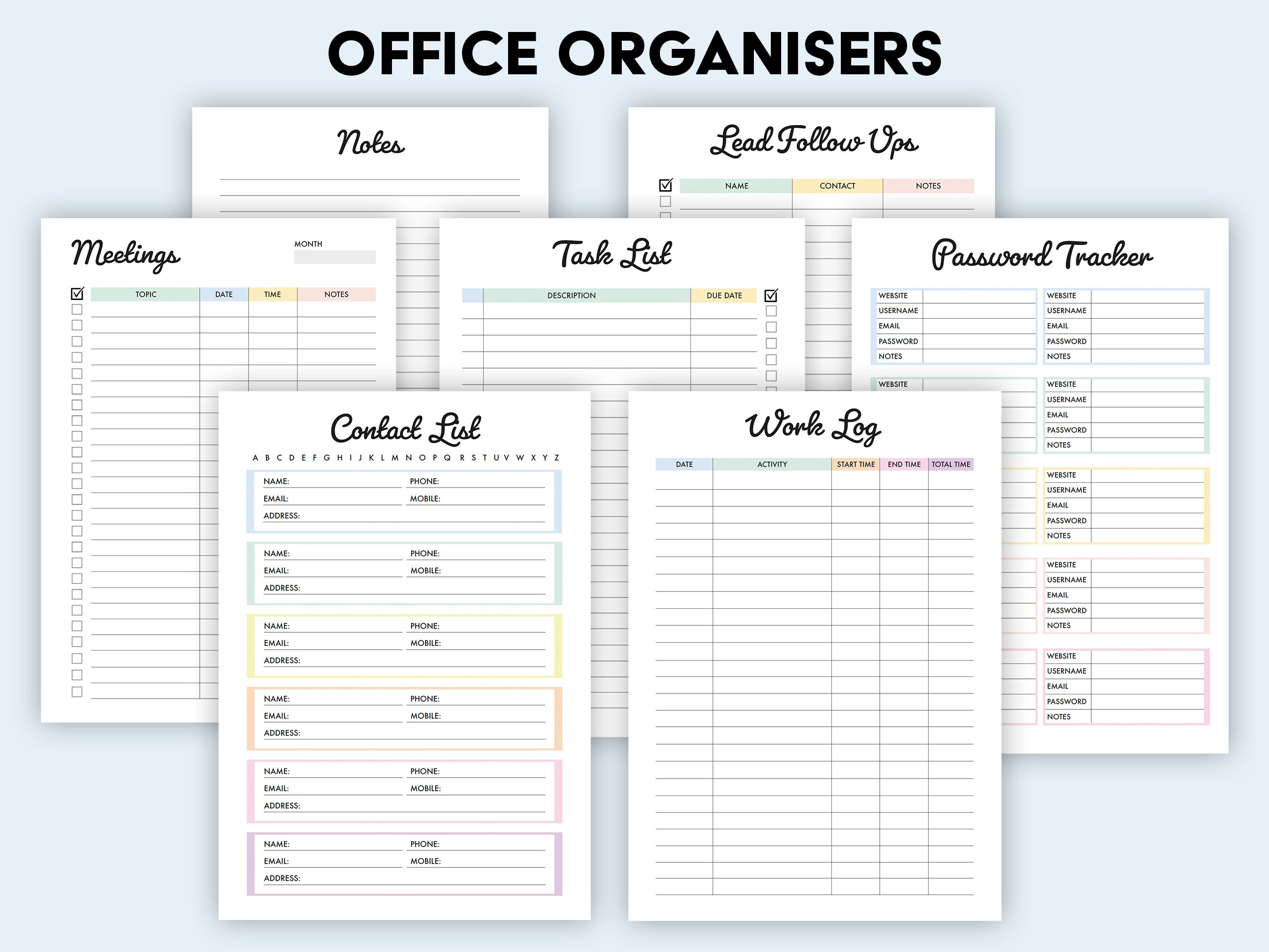 Editable Office Task Planner Set Printable Work Schedule - Etsy UK