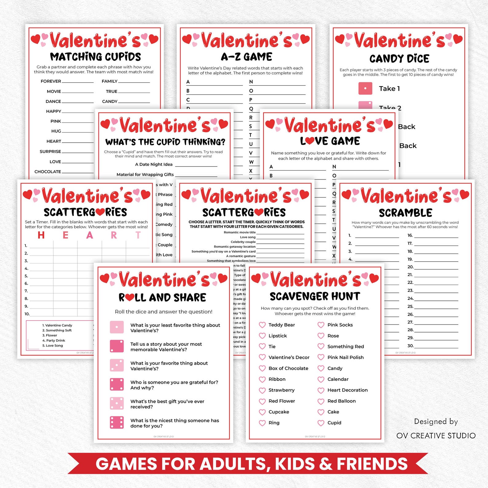 Valentines Day Printable Games | Valentines Party Games Bundle ...
