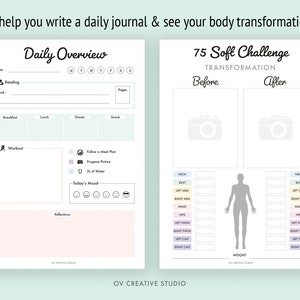 Editable 75 Soft Challenge Tracker Bundle Printable Daily 75 Soft Challenge journal Tracker Rainbow Habit Tracker Digital Tracker image 5