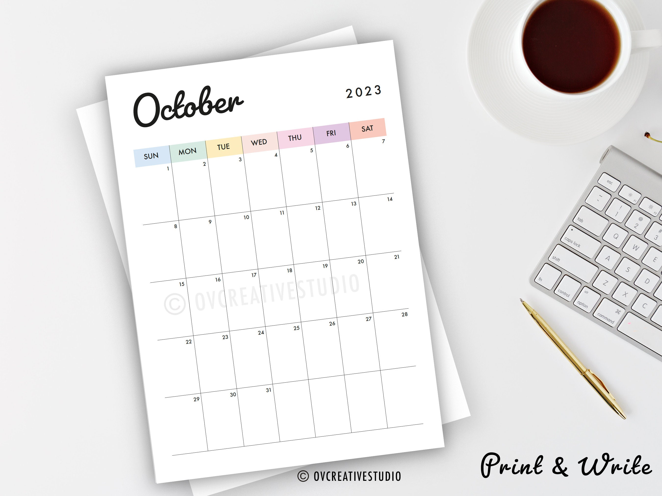 2023 Monthly Calendar Printable Fillable Dated Monthly - Etsy UK