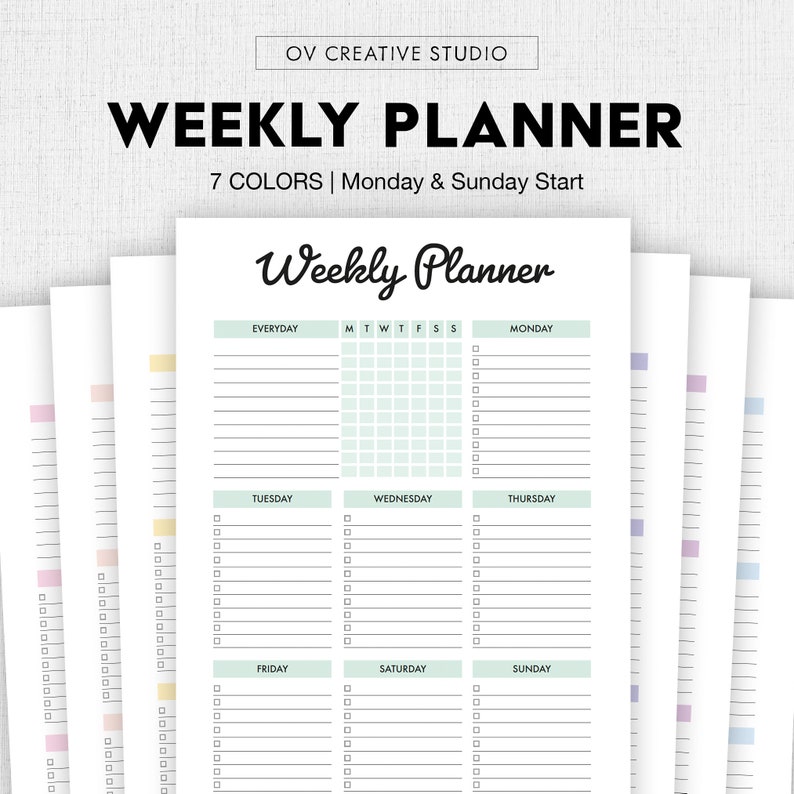 Editable Weekly Planner | Printable, Digital | Weekly Planner PDF ...