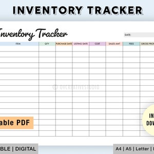 Editable Inventory Tracker | Small Business Inventory Management | Reseller Business Template | Printable Inventory Sheet | Inventory Form