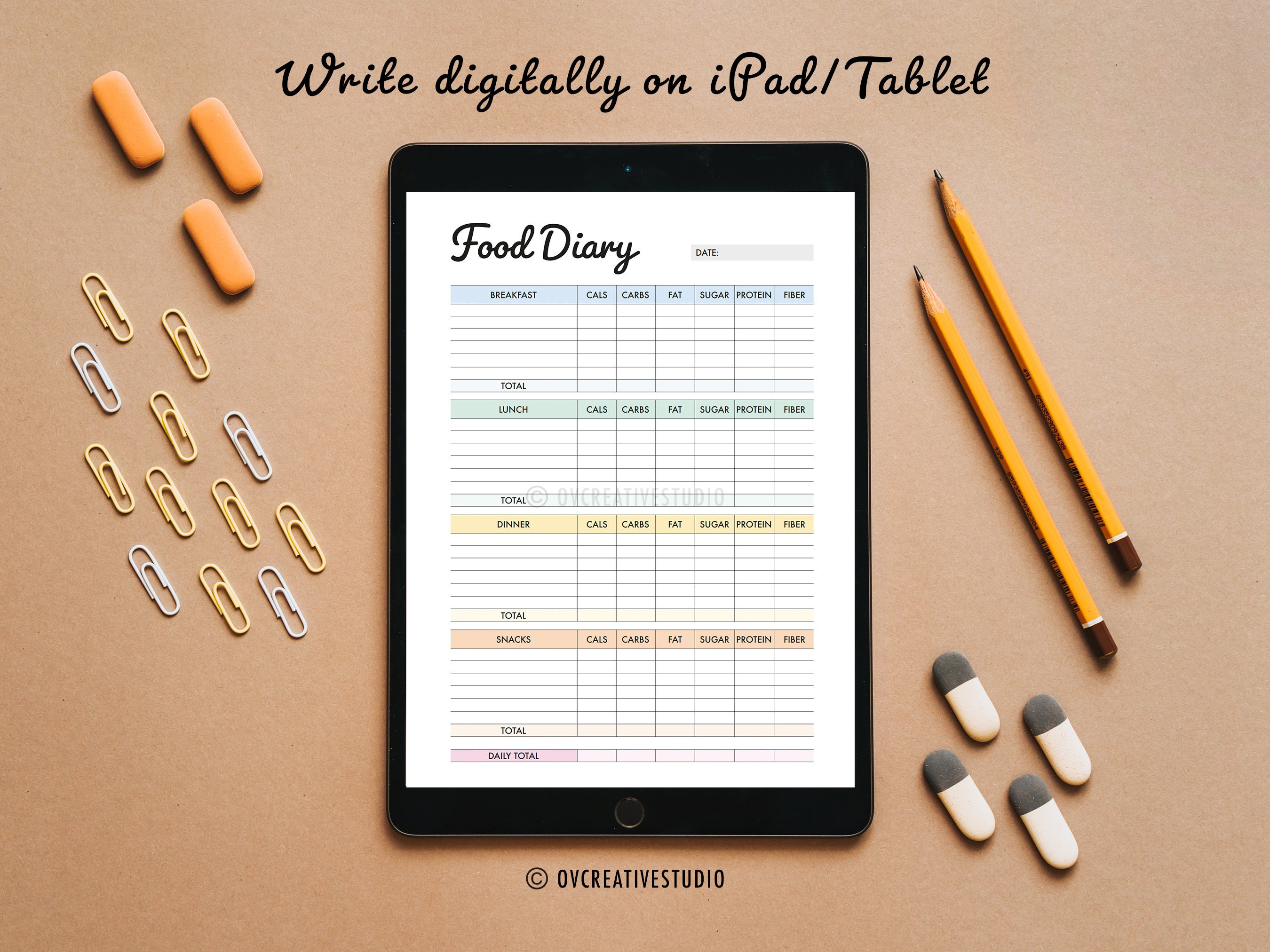 Editable Food Diary | Printable Food Journal | Diet Log | Daily Food ...