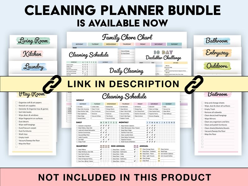 Editable Cleaning Schedule Printable Weekly, Monthly, Yearly Cleaning Checklist , ADHD, Cleaning Planner, House Chore List Digital PDF image 7