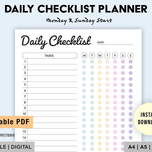 adhd homework checklist Editable Daily Checklist | Printable Weekly To Do List | Weekly Checklist Template | Daily Task Planner Template | Daily Routine PDF