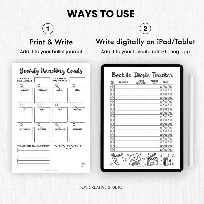 Reading Planner Printable | Reading Journal Bundle | Book Tracker, Log ...