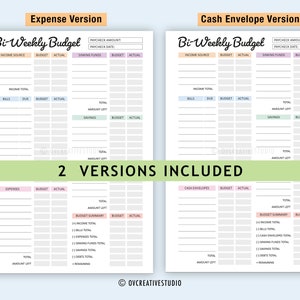Editable Bi-weekly Budget Planner | Printable, Digital | Personal ...