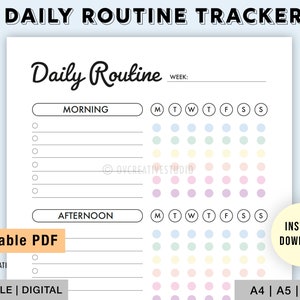 Editable Daily Routine | Printable | Daily Checklist | Morning Routine | Habit Tracker | Routine Planner | Daily Routine Checklist | PDF