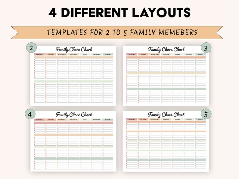 EDITABLE Family Chore Chart | | Printable Weekly Chore List | Kids ...