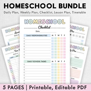 Homeschool Planner Bundle | Printable, Digital | Daily Planner, Weekly Planner, Daily School Tasks, Responsibility Chart, Lesson Planner