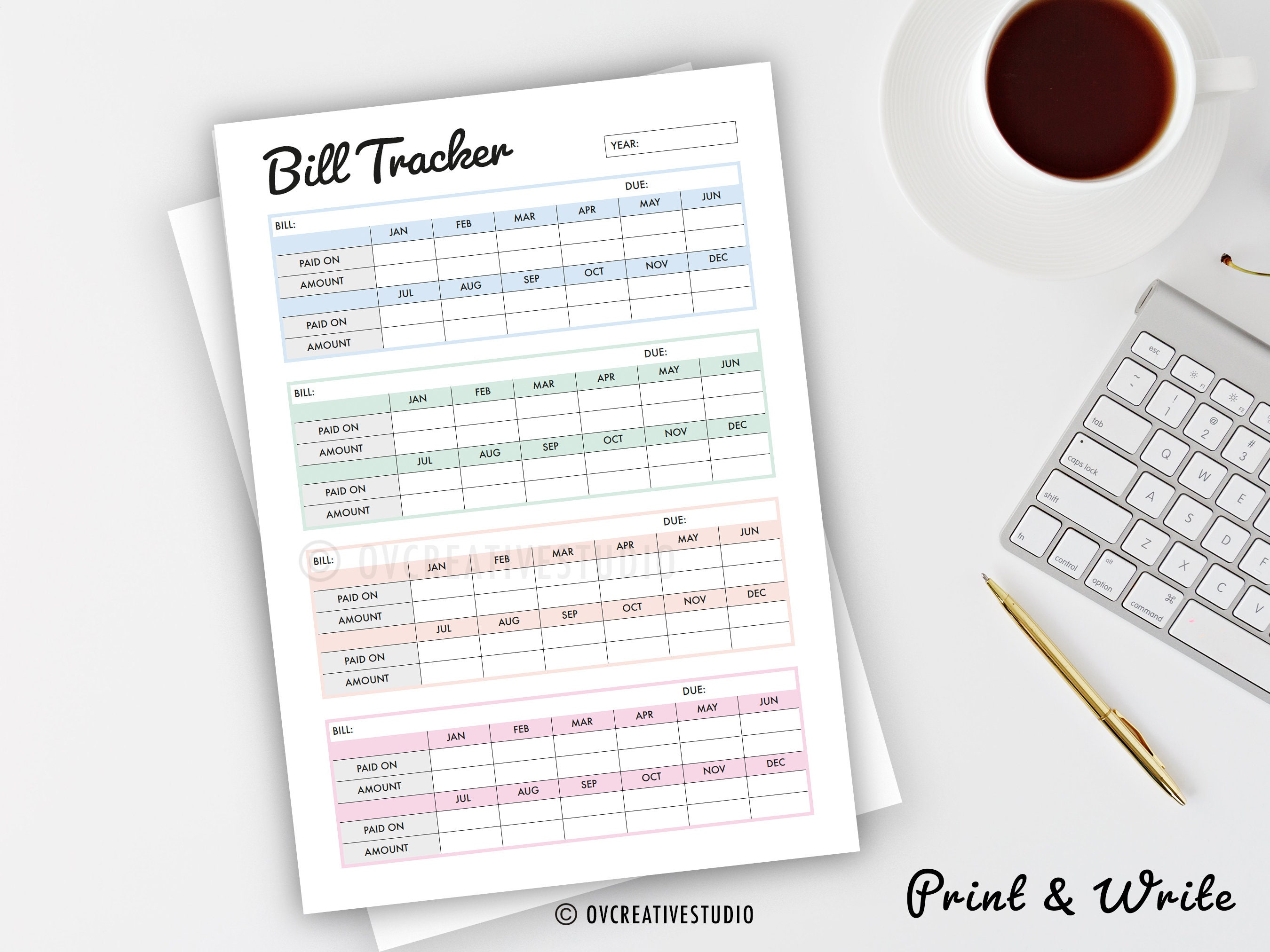 Editable Bill Payment Tracker Bundle | Monthly Bill Tracker Printable ...