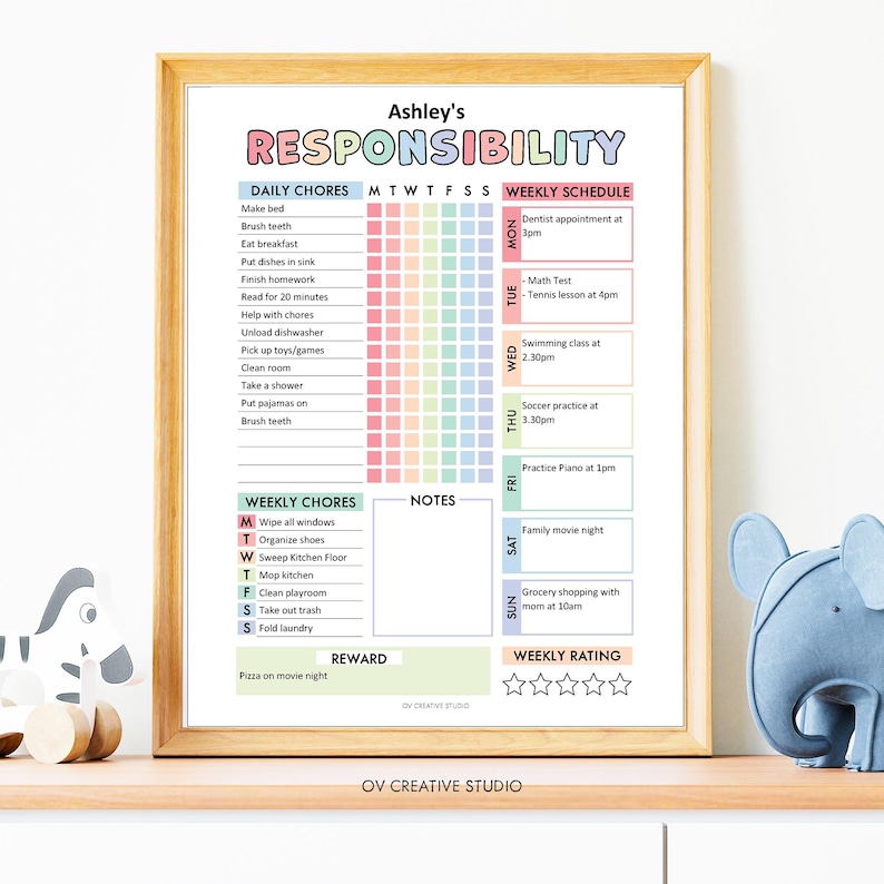 Editable Responsibility Chore Chart for Kids | Printable | Kids Daily ...