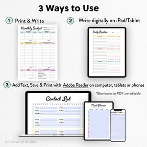 Personal Planner Bundle Printable, Digital | Fillable PDF | Journal ...